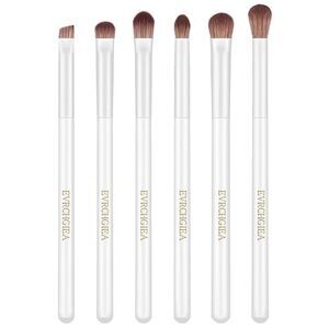 6 Pcs White Professional Blending Soft Hairs Eye Makeup Brush Set & Wood Handle